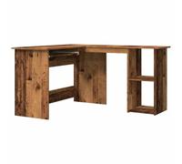 HETFTJN Bureau d'angle en L avec Tablette Clavier Coulissante et 2 Étagères Bureau d'Ordinateur Gain de Place en Bois d'Ingénierie pour Étude et Travail Vieux Bois 120x140x75 cm