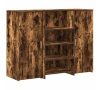 HETFTJN Bureau de Réception avec 2 Armoires de Rangement, Comptoir d'accueil 135x50x103,5 cm en Bois d'Ingénierie, Meuble de Caisse pour Entreprise et Clinique, Chêne Fumé