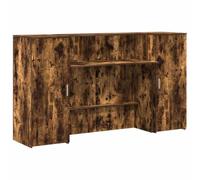 HETFTJN Bureau de Réception avec Comptoir d'accueil, Meuble de Caisse en Bois d'Ingénierie avec Armoires pour Bureau, Clinique, Salon et Hôtel, Chêne Fumé, 180x50x103,5 cm