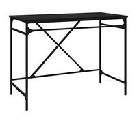 HETFTJN Bureau d'ordinateur - Noir - 100 x 50 x 75 cm - Bureau de jeu moderne en bois et fer - Table PC robuste avec plateau spacieux - Pour bureau à domicile, salon et chambre d'adolescent