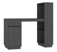 HETFTJN Bureau en Bois de Pin Massif Gris 110x53x117 cm, Table d'Ordinateur avec Compartiments de Rangement pour Home Office, Secrétaire Rustique et Moderne pour Salon et Chambre