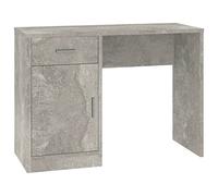 HETFTJN Bureau en bois dérivé du bois avec tiroir et armoire - 100 x 40 x 73 cm - Peu encombrant - Pour bureau à domicile, jeux et chambre d'étudiant - Avec porte et fixation murale - Gris béton