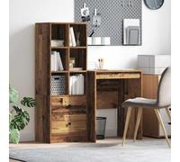 HETFTJN Bureau en bois recyclé 105,5 x 50 x 127 cm avec 2 tiroirs et meuble haut design moderne pour bureau, maison, chambre ou cuisine
