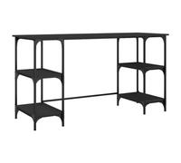 HETFTJN Bureau Informatique 140x50x75 cm, Grand Bureau d'Ordinateur avec Étagères Réglables, Table de Travail en Bois d'Ingénierie et Métal pour Maison et Bureau, Noir