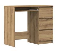 HETFTJN Bureau Informatique avec 3 Tiroirs Table d'Étude Moderne en Bois d'Ingénierie pour Bureau et Maison Console de Travail Gain de Place 90 x 45 x 76 cm Coloris Chêne Artisanal