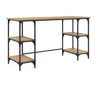 HETFTJN Bureau Informatique avec Étagères Table de Bureau en Bois d'Ingénierie et Métal Style Industriel pour Télétravail et Étude Chêne Artisanal 140 x 50 x 75 cm