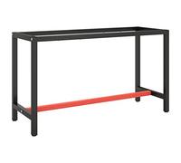 HETFTJN Cadre de Banc de Travail en Métal 140x50x79 cm, Structure de Table d'Atelier avec Trous Pré-percés, Piétement Robuste pour Bureau de Garage, Noir et Rouge Mat