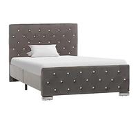 HETFTJN Cadre de Lit 100x200 cm en Velours Gris, Lit Simple avec Sommier à Lattes Intégré, Structure de Lit Robuste en Acier et Bois pour Chambre d'Adulte et d'Ado