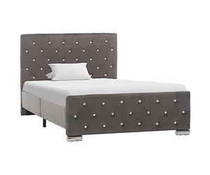 HETFTJN Cadre de Lit 100x200 cm en Velours Gris, Lit Simple avec Sommier à Lattes Intégré, Structure de Lit Robuste en Acier et Bois pour Chambre d'Adulte et d'Ado
