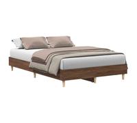 HETFTJN Cadre de Lit 120x200 cm, Structure de Lit avec Sommier à Lattes en Bois d'Ingénierie et Eucalyptus, Support de Lit Moderne pour Chambre à Coucher, Couleur Chêne Marron