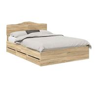 HETFTJN Cadre de Lit 160 x 200 cm en Bois d'Ingénierie Chêne Sonoma, Lit Double Moderne avec Tête de Lit et 6 Tiroirs de Rangement Intégrés pour Chambre Adulte et Couple