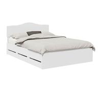 HETFTJN Cadre de Lit 160x200 cm avec 6 Tiroirs de Rangement et Tête de Lit, Structure de Lit Double Moderne en Bois d'Ingénierie pour Adulte et Couple, Blanc