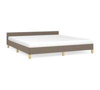 HETFTJN Cadre de Lit 180x200 avec Tête de Lit et Sommier à Lattes, Structure de Lit Double Adulte en Tissu Taupe pour Chambre à Coucher, 207x186x50 cm, sans Matelas