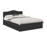HETFTJN Cadre de Lit 2 Personnes avec Tiroirs de Rangement Noir 150 x 200 cm, Lit Double Moderne en Bois d'Ingénierie avec Tête de Lit pour Chambre à Coucher Adulte et Couple