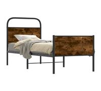HETFTJN Cadre de Lit 75x190 cm avec Sommier à Lattes, Structure de Lit Simple en Acier et Bois d'Ingénierie, Tête et Pied de Lit pour Chambre d'Adulte ou d'Ado, Chêne Sonoma