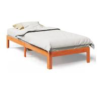 HETFTJN Cadre de Lit 90x200 cm Bois Pin Massif Cire Marron, Structure de Lit Simple avec Sommier à Lattes pour Adulte, Lit Modulaire Connectable pour Invités sans Matelas