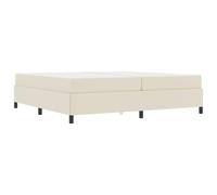 HETFTJN Cadre de Lit avec Matelas Ressorts 200x200 cm Crème, Lit Double Empereur avec Sommier à Lattes en Bois d'Ingénierie et Tissu Respirant pour Chambre Parentale