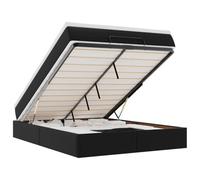 HETFTJN Cadre de Lit Coffre Ottoman avec Matelas à Ressorts Ensachés et Surmatelas 140x200 cm, Lit Double Adulte en Similicuir Noir avec Grand Espace de Rangement