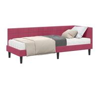 HETFTJN Cadre de Lit d'angle avec Matelas en Mousse Vert Velours, Lit Simple 1 Place pour Chambre et Studio, Sommier en Contreplaqué et Tête de Lit Réglable, 204 x 84 x 72 cm
