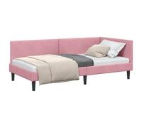 HETFTJN Cadre de Lit d'angle Rose 80x200 cm, Lit Banquette en Velours avec Sommier à Lattes, Canapé-Lit Une Place Gain de Place en L pour Petite Chambre et Salon