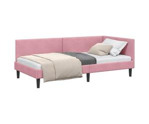 HETFTJN Cadre de Lit d'angle Rose 80x200 cm, Lit Banquette en Velours avec Sommier à Lattes, Canapé-Lit Une Place Gain de Place en L pour Petite Chambre et Salon