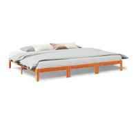 HETFTJN Cadre de Lit Familial 240x200 cm en Bois de Pin Massif Marron Ciré, Structure de Lit Double XXL avec Sommier à Lattes, Lit Adulte Grand Format sans Matelas