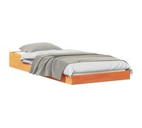 HETFTJN Cadre de Lit Plateforme 80x220 cm en Bois de Pin Massif, Structure de Lit Simple 1 Place pour Adulte, Design Moderne Minimaliste pour Chambre à Coucher, Brun Cire