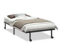 HETFTJN Cadre de Lit Pliable 100x190 cm en Acier Noir, Structure de Lit Une Place avec Sommier à Lattes et roulettes, Lit d'Appoint Gain de Place pour Petite Chambre et Studio