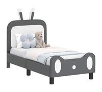 HETFTJN Cadre de Lit Simple avec Tête de Lit à Poches, Lit Une Place en Simili Cuir PU Gris Clair 150x74 cm, Sommier à Lattes Intégré pour Petite Chambre et Studio