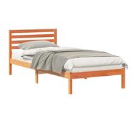 HETFTJN Cadre de Lit Simple en Bois de Pin Massif avec Tête de Lit 90 x 220 cm, Structure de Lit Plateforme Moderne avec Sommier à Lattes, Lit Une Place pour Adulte et Ado, Brun Cire