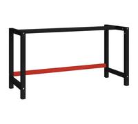 HETFTJN Cadre d'Établi en Métal 150x57x79 cm, Piètement de Table de Travail Robuste avec Pieds Enduits de Poudre et Trous Pré-percés, Structure pour Atelier et Garage, Noir et Rouge