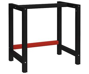 HETFTJN Cadre d'Établi en Métal 80 x 57 x 79 cm, Piétement de Table de Travail Robuste pour Atelier et Garage, Structure Métallique avec Trous Pré-percés, Noir et Rouge