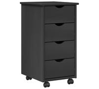 HETFTJN Caisson de Bureau à roulettes en Bois de Pin Massif, Meuble de Rangement Mobile avec 4 Tiroirs pour Bureau, Salon et Chambre, Organiseur Solide, 34 x 39 x 65,5 cm, Gris