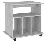 HETFTJN Caisson de Bureau à roulettes, Meuble de Rangement sous Bureau pour Imprimante et Dossiers, Armoire Mobile en Bois d'Ingénierie, 60 x 45 x 60 cm, Gris Béton