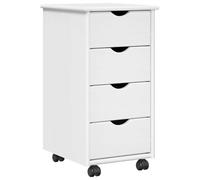 HETFTJN Caisson de Bureau sur roulettes Blanc 34 x 39 x 65,5 cm, Meuble de Rangement en Bois de Pin Massif avec 4 Tiroirs, Organiseur Mobile pour Bureau et Salon