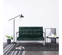 HETFTJN Canapé 2 places en velours, vert foncé, 114 x 78 x 81 cm, design moderne, avec cadre en bois et pieds chromés, robuste et durable, pour salon, chambre à coucher, bureau