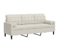 HETFTJN Canapé 3 Places en Velours Crème, Sofa Droit Confortable pour Salon et Bureau avec 2 Coussins Décoratifs Cylindriques, Cadre en Métal et Contreplaqué, 197 x 77 x 80 cm
