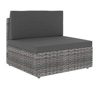 HETFTJN Canapé Central Sectionnel en Résine Tressée Gris - Siège de Milieu Modulaire pour Jardin et Terrasse - Fauteuil Extérieur avec Coussins Anthracite, 58,5x65,5x52 cm