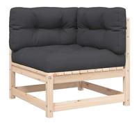 HETFTJN Canapé d'angle de jardin, 70 x 70 x 67 cm, en pin massif, avec coussin d'extérieur anthracite, modulaire, pour balcon, terrasse et petit jardin, robuste