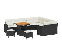 HETFTJN Canapé de jardin 13 pièces, en polyrotin, modulaire, avec espace de rangement, résistant aux intempéries, pour l'extérieur, 292,5 x 234 x 85 cm, noir et crème