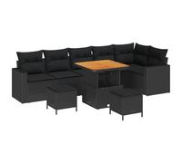 HETFTJN Canapé de jardin lounge noir - 292,5 x 192 x 85 cm - En polyrotin - Avec espace de rangement - Résistant aux intempéries - Pour terrasse, balcon et petits jardins