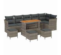 HETFTJN Canapé de jardin, salon, 10 pièces, avec espace de rangement, en polyrotin résistant aux intempéries, gris, 110 x 55 x 71 cm, banc d'angle pour terrasse, balcon et petits jardins