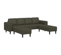 HETFTJN Canapé de Salon 3 Pièces, Ensemble de Canapé Moderne 4 Places avec 2 Ottomans Repose-Pieds, Grand Divan Design en Polyester et Mousse pour Séjour, Vert Armée