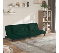 HETFTJN Canapé-lit 2 places, en velours, vert foncé, 200 x 84,5 cm, canapé d'angle, avec 2 coussins, fonction lit, cadre en bois, pour petits espaces