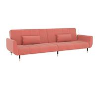 HETFTJN Canapé-Lit Convertible 2 Places en Velours Rose avec 2 Oreillers, Banquette Clic Clac Réglable avec Pieds en Métal, Lit d'Appoint pour Salon et Bureau, 220 x 84,5 x 69 cm