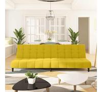 HETFTJN Canapé-lit en velours jaune 200 x 84,5 cm, dossier inclinable en continu, lit 200 x 100 cm, pour salon, adolescent, bureau et petites pièces