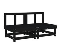 HETFTJN Canapés Centraux de Jardin 2 Pcs Noir Bois de Pin Massif - Fauteuil de Jardin Modulable en Palissade sans Coussin - Salon de Jardin Robuste sans Accoudoir pour Terrasse et Balcon