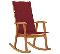 HETFTJN Chaise à Bascule Vintage en Bois d'acacia Massif avec Coussin, Fauteuil à Bascule Confortable pour Salon et terrasse, Finition à l'huile, 57 x 100 x 117 cm