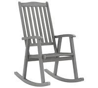 HETFTJN Chaise à Bascule Vintage en Bois d'acacia Massif, Fauteuil à Bascule Style rétro, Dossier Haut, Finition Grise lavée, pour Salon ou terrasse, 57 x 100 x 117 cm