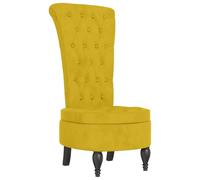 HETFTJN Chaise à Dossier Haut Jaune en Velours, Fauteuil de Salon Élégant avec Boutons et Pieds en Bois, Chaise d'Appoint Confortable et Robuste pour Bureau et Chambre, 56x72,5x108 cm